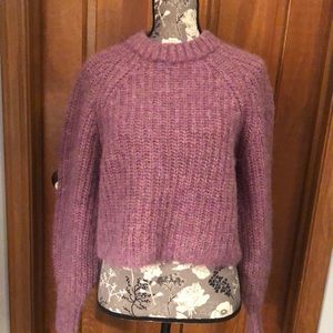 NWT wool-blend, cropped, plum, full-sleeve sweater, chunky rib sweater from H&M